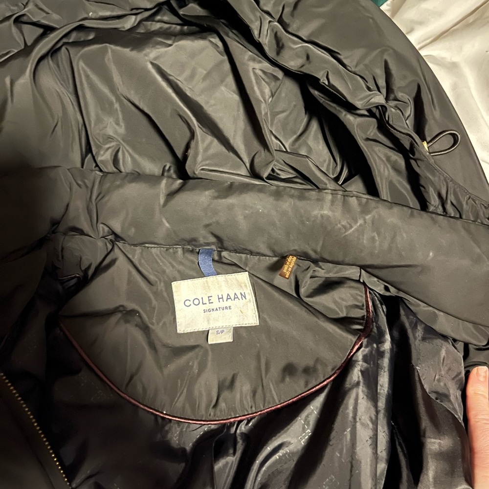 Cole Haan long down coat, size small.